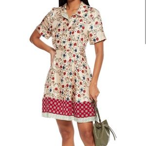 Sandro Ayeon Open-Back Floral Silk Dress- size 34